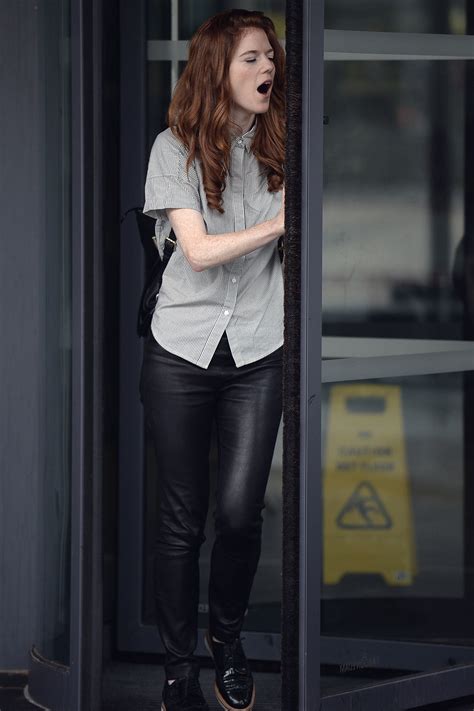 Rose Leslie leaving the BBC Studios - Leather Celebrities