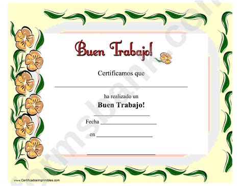 Fillable Good Job Certificate printable pdf download