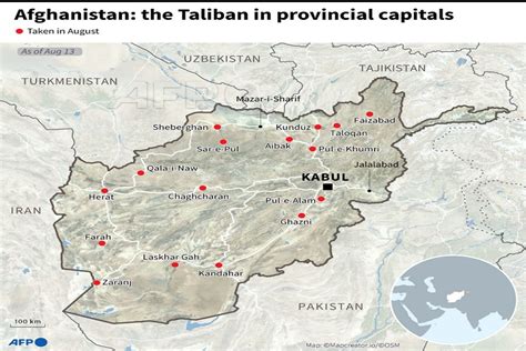 Afghanistan Map Shows Cities That Have Fallen in Hands of Taliban