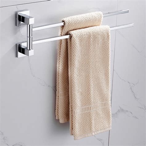 Willstar Swivel Towel Rail 2 Tier Stainless Steel Bathroom Towel Bars Holder Wall Mount Swing ...