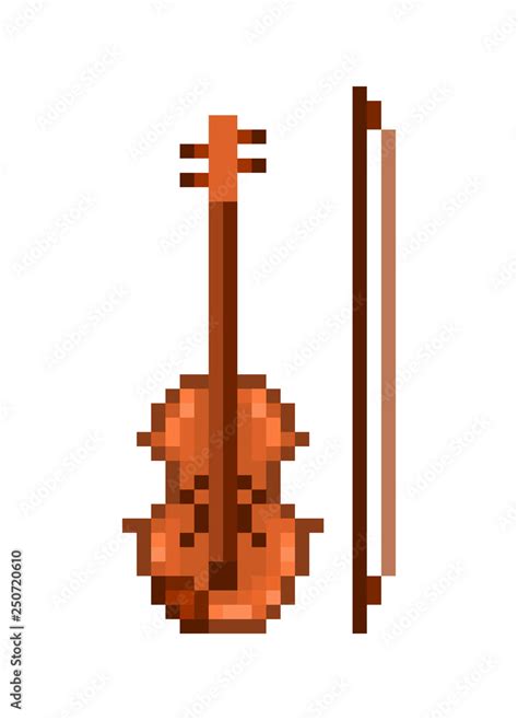 Wooden violin/viola and a bow, 8 bit pixel art classical music ...