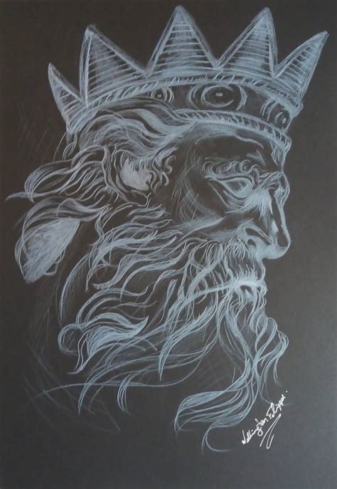 Poseidon Drawing by Wellington Felippe | Saatchi Art