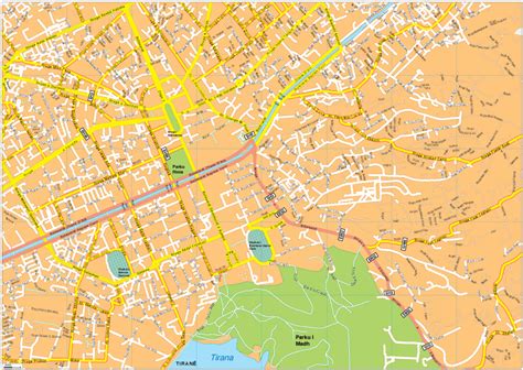 Tirana Vector EPS Map | Digital Maps. Netmaps UK Vector Eps & Wall Maps