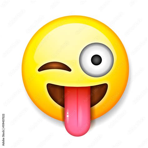 Smiling Emoji With Stuck Out Tongue Simple Shiny Happy Emoticon On | The Best Porn Website