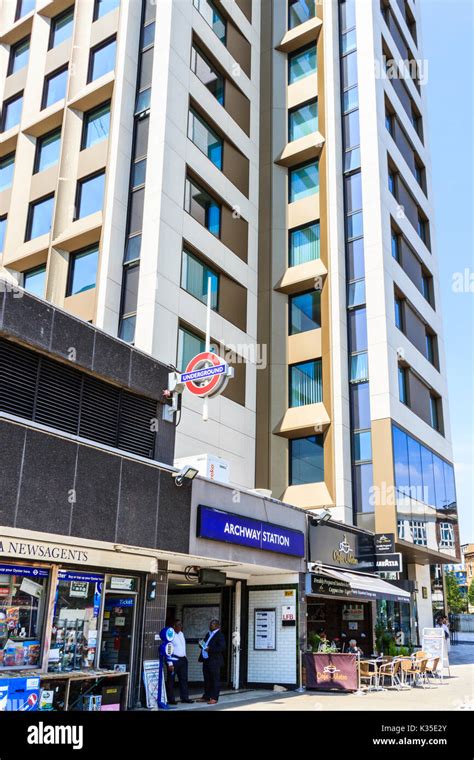 The entrance of Archway tube station on Junction Road and Essential Stock Photo: 156858099 - Alamy