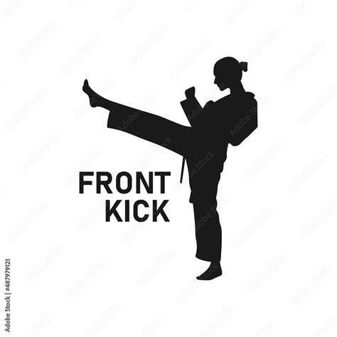 Front kick silhouette. Karate logo. Martial arts icon, sign or symbol ...