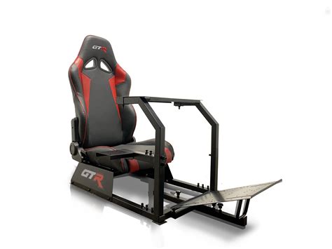 GTR Racing Simulator GTA-BLK-S105LBLKRD Model Black Frame with Black/Red Real Racing Seat ...