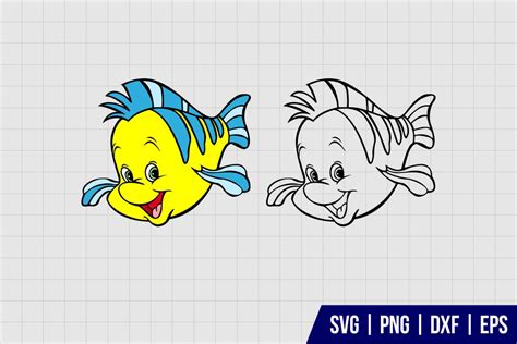 Little Mermaid Flounder SVG - Gravectory