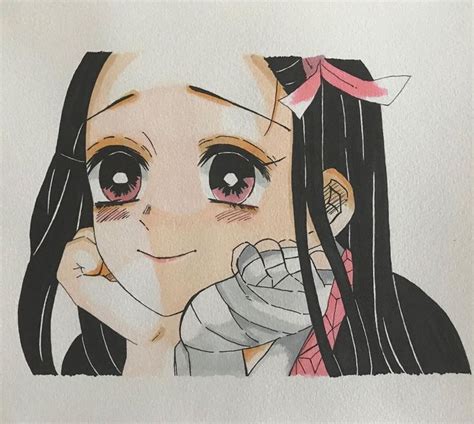 Drawing of the kawaii Nezuko from Demon Slayer. Girl Manga Art Ideas | Anime character drawing ...