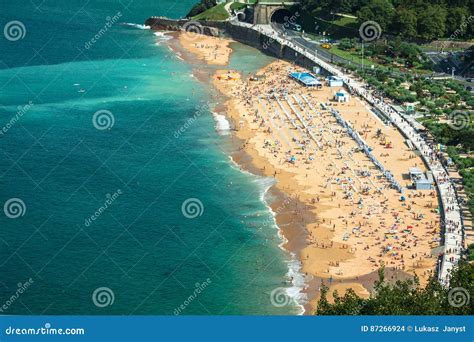 La Concha Beach in San Sebastian,Spain. Stock Photo - Image of sunlight ...