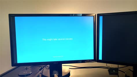 The windows update screen was off-center and spilled into my second monitor : r/mildlyinfuriating