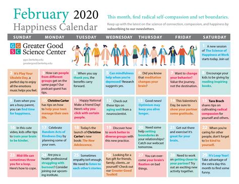 Your Happiness Calendar for February 2020