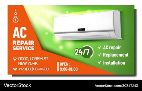 Air conditioner repair service promo poster Vector Image