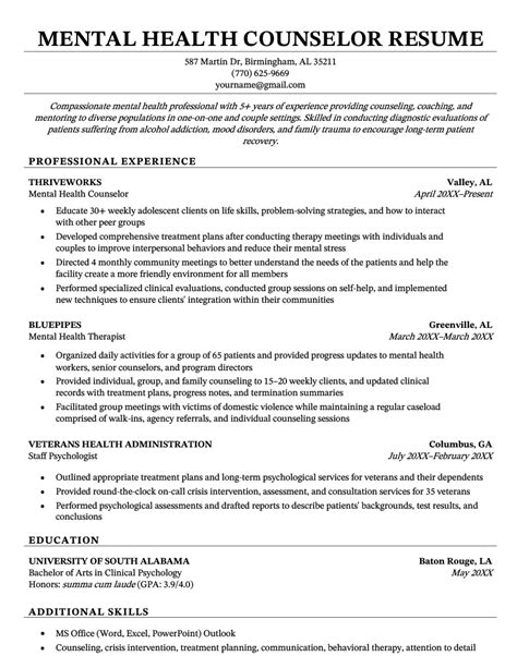 Mental Health Counselor Resume - Sample & Skills to List