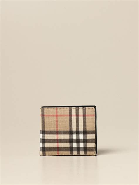 BURBERRY: wallet in e-canvas with vintage check pattern | Wallet Burberry Men Beige | Wallet ...