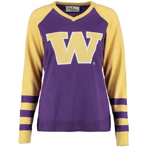 Women's Purple Washington Huskies Logo V-Neck Sweater - University of ...