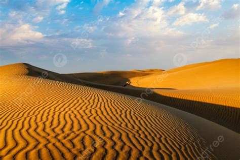 Sam Sand Dunes Of Thar Desert Under Beautiful Sky On Sunset Rajasthan Photo Background And ...