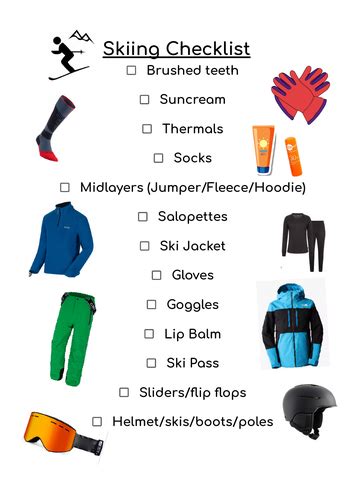 Skiing Checklist | Teaching Resources