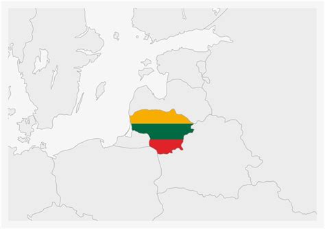 Lithuania map highlighted in Lithuania flag colors 12897862 Vector Art ...