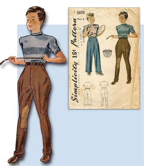 1930s Vintage Simplicity Sewing Pattern 3650 Boys Trousers or Jodhpurs Size 8 | Simplicity ...