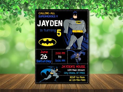 Batman Birthday Invite Batman Invitation Batman Birthday | Etsy