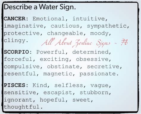 the words describe water sign in black and white, as well as some type of text