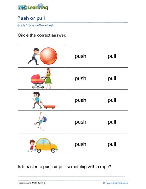 push and pull worksheet