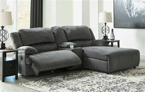 NAPLES Living Room Sectional Gray Microfiber Reclining Sofa Set w. Power Option - Sofas ...