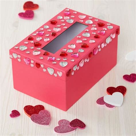 cute valentines day gift boxes red hearts rhinestones decoration | Valentine card box ...