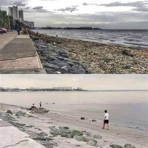 Manila Bay Before and After 5000 Volunteers Picked Up Rubbish : r/Philippines