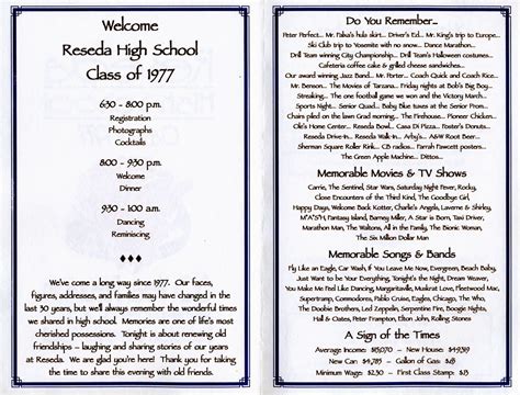 30th REUNION PROGRAM | 50th class reunion ideas, Class reunion, High school class reunion