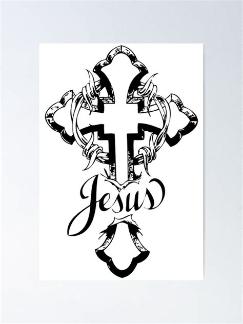 "Gothic Tribal Rose Cross Tattoo Designs 1" Poster for Sale by ...