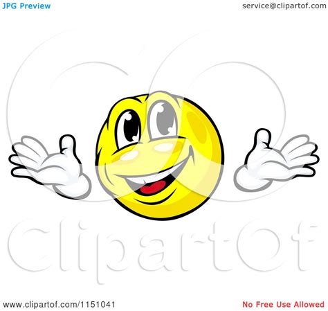 Cartoon of a Friendly Yellow Emoticon Smiley - Royalty Free Vector ...