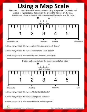 Map Scale | Worksheet | Education.com | Social studies maps, Teaching ...