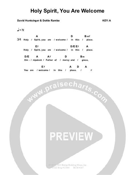 Holy Spirit You Are Welcome Chords PDF (Dennis Prince / Nolene Prince) - PraiseCharts