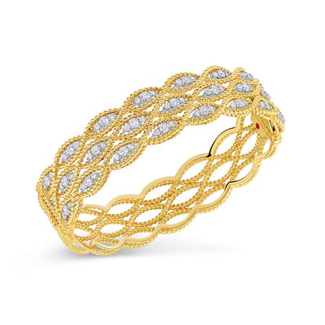 3 Row Bangle with Diamonds | Roberto Coin | Diamond bangles bracelet, Yellow gold bangle ...