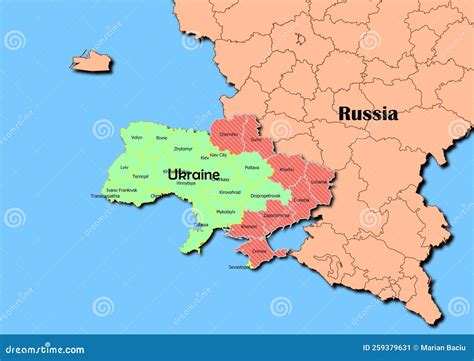 Vector Map of Ukraine with Regions Crimea, Donetsk, Luhansk, Chernihiv, Kharkiv, Kherson, Sumy ...