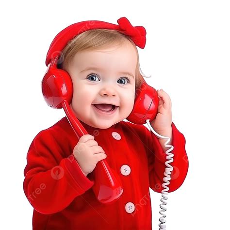 Christmas Adorable Small Baby Girl Talking On The Phone, Christmas Baby, Baby Playing, Baby ...