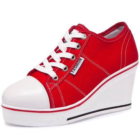 2018 new Women Vulcanize Shoes Platform Breathable Canvas Shoes Woman Wedge Sneakers Casual ...