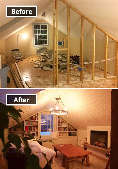 50 Rooms Before And After Makeover | Attic renovation, Attic rooms, Attic renovation ideas