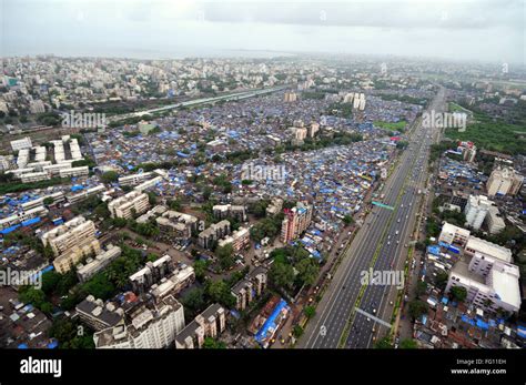 Aerial view of Western Express Highway Khar Santacruz Bombay Mumbai Maharashtra India Stock ...