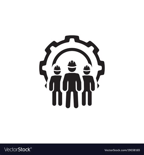 Engineering team icon three men and cog wheel Vector Image