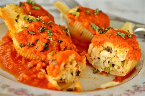 Crab Stuffed Shells with Orange-Scented Tomato Sauce - Mission Food Adventure