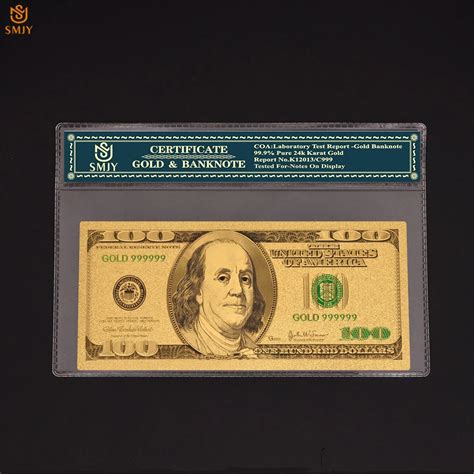 Creative Gifts Colored American Gold Money 100 Dollar Gold Foil ...