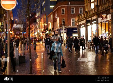 Leeds City Centre Shopping at night Stock Photo - Alamy