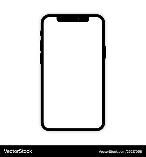 Black mobile phone with white screen phone mockup Vector Image