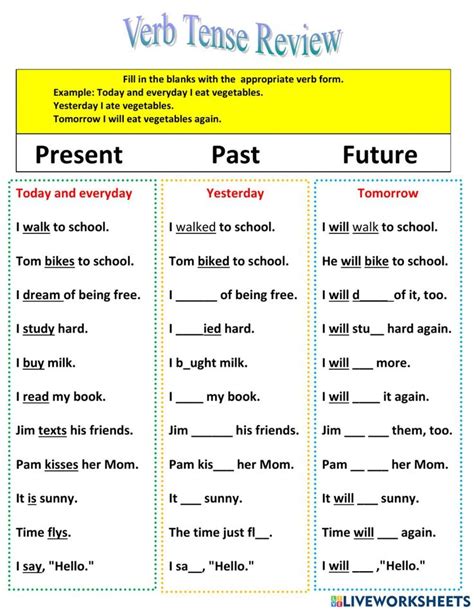 SImple Tense (Present-Past-Future) online worksheet for 5th grade. You can do the exercises ...