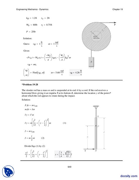 Moments and Inertia Problems-Dynamics-Assignment Solution - Docsity