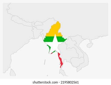 Myanmar Map Highlighted Myanmar Flag Colors Stock Vector (Royalty Free ...