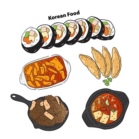 Korean food illustration 4551965 Vector Art at Vecteezy